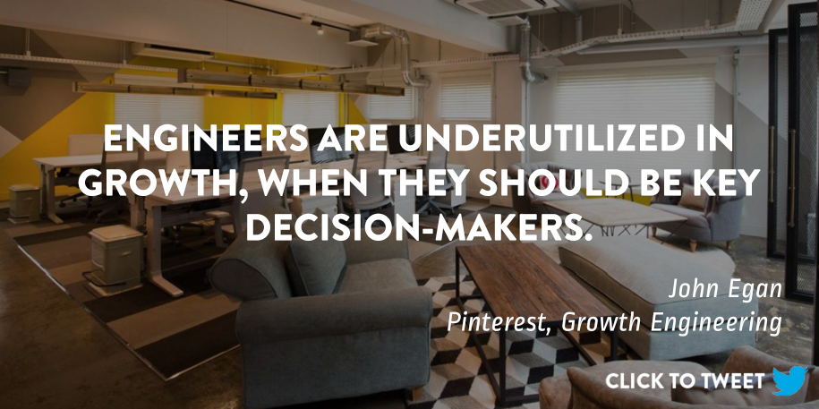 Click to Tweet: Backdrop of Pinterest's Tokyo office with the text "Engineers are underutilized in growth, when they should be key decision-makers."