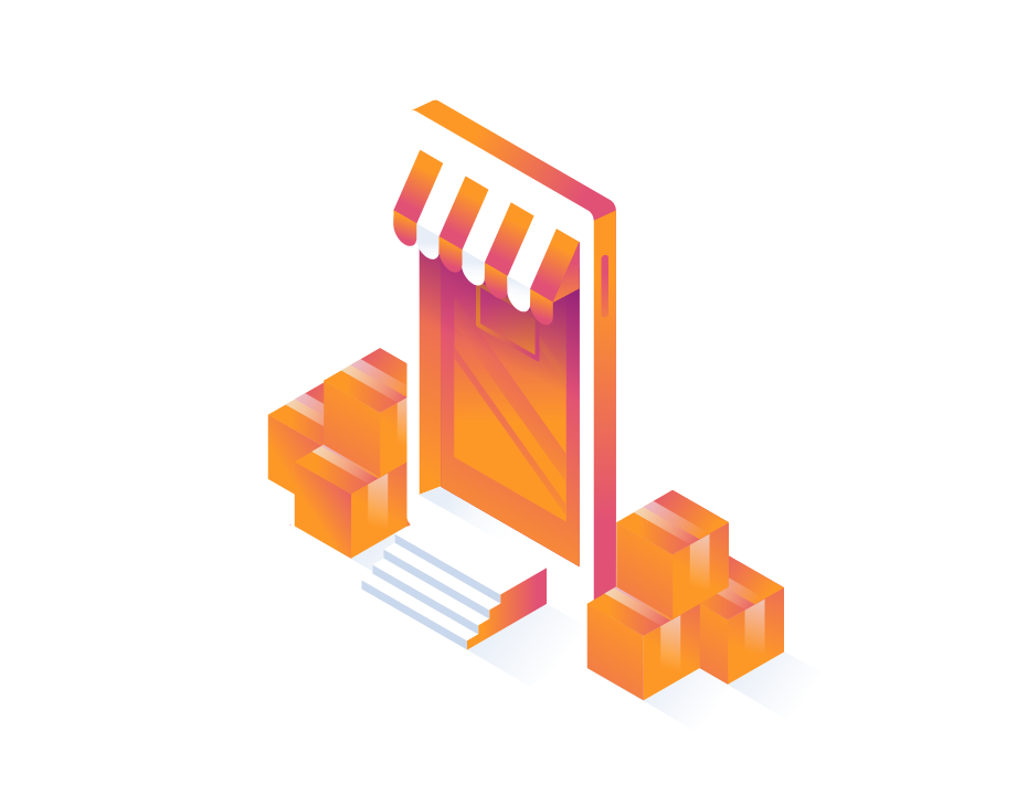 Retail and e-commerce retail store illustration
