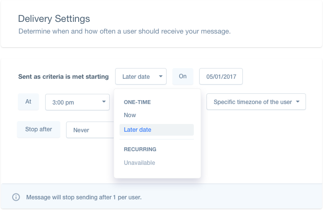 Mixpanel flexible message delivery options