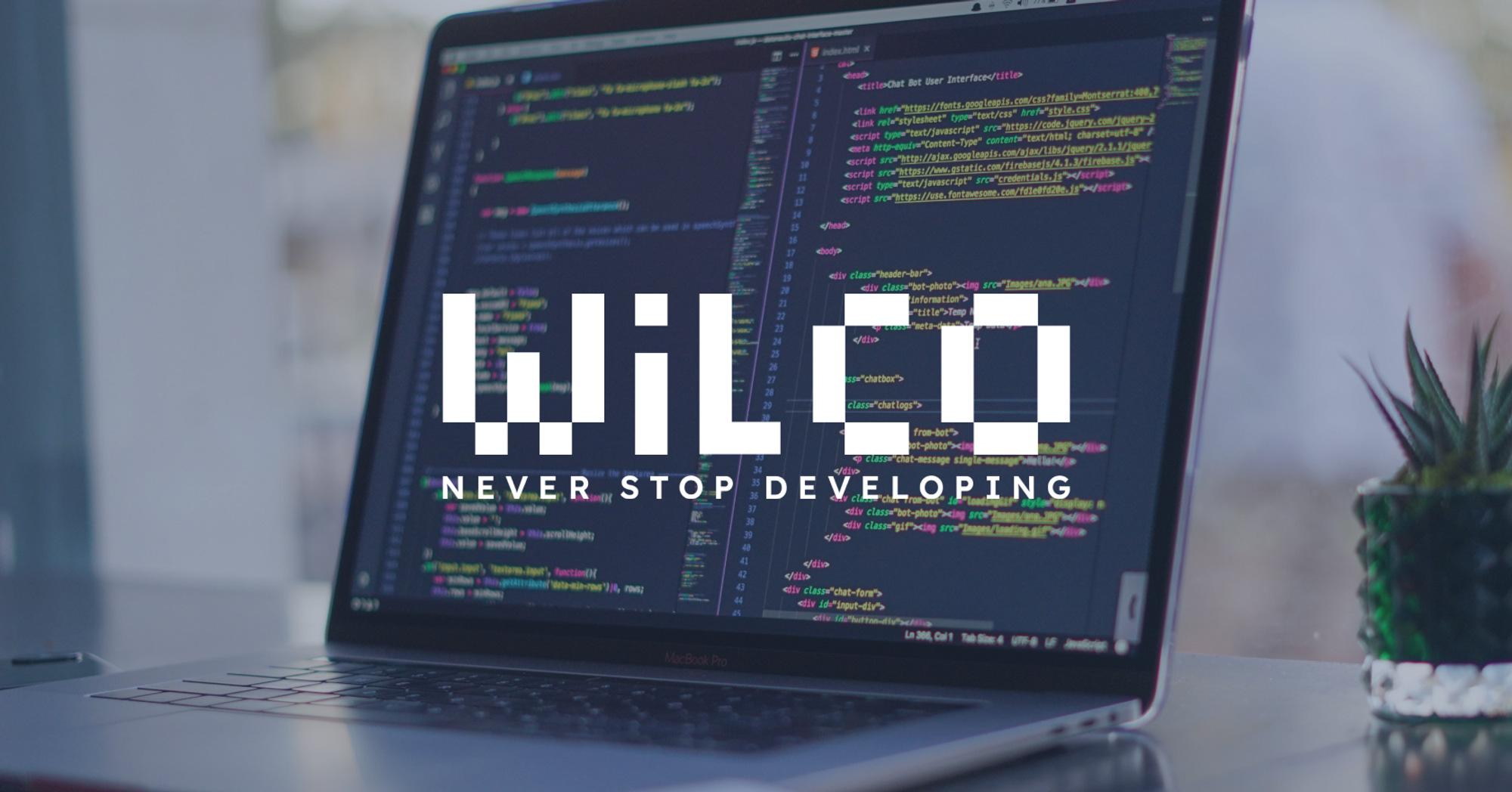 Wilco company logo on top of laptop