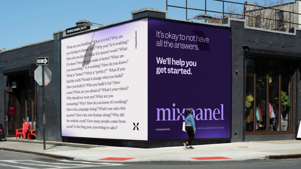 A Mixpanel ad on the side of a building