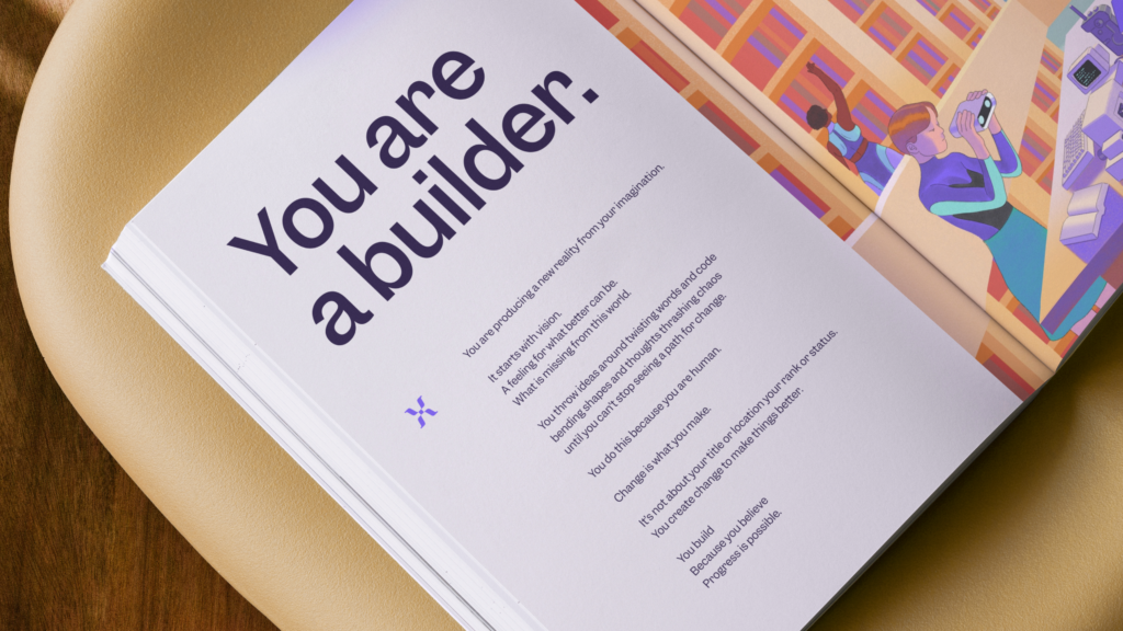 Mixpanel design and brand philosophy showcased in a book